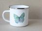 Preview: Emaille Tasse mit Hummel und Schmetterling