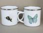 Preview: Emaille Tasse mit Hummel und Schmetterling