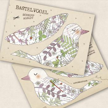 Bastelkarte  Blütenvogel