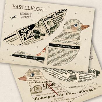 Bastelkarte  Retrovogel