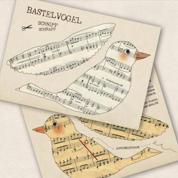 Bastelkarte  Notenvogel