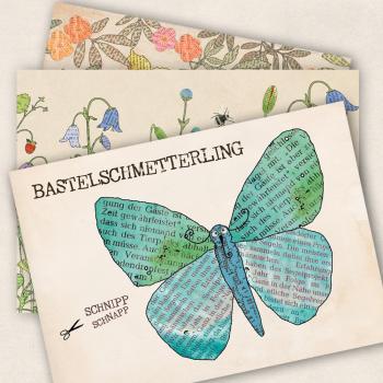 Bastelkarte Schmetterling - Set mit Briefumschlag