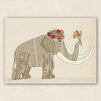 Postcard - Mammoth with Flowers