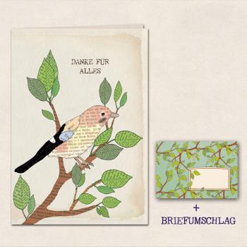 Danke für alles - Doppelkarte mit passendem Briefumschlag