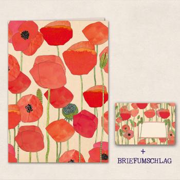 Doppelkarte Mohnblumen