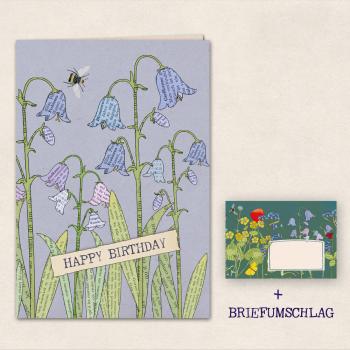 Doppelkarte : Happy Birthday Glockenblume