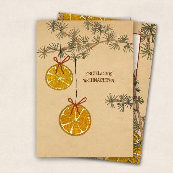 Preview: Doppelkarte Fröhliche Weihnachten mit Orangen
