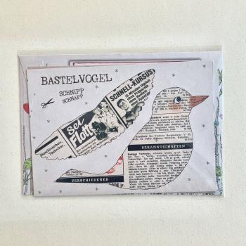 Bastelkarte Retrovogel - Set mit Briefumschlag