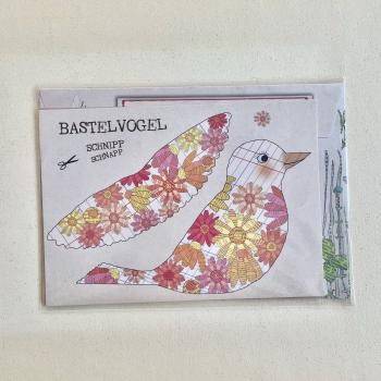 Bastelkarte Blumenvogel - Set mit Briefumschlag