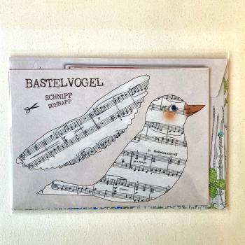 Bastelkarte Notenvogel - Set mit Briefumschlag