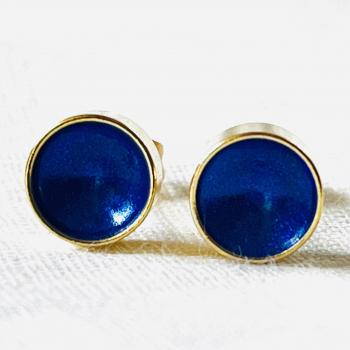 Ohrstecker  innen blau - aussen gold