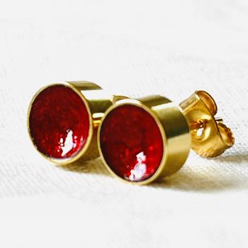 Ohrstecker  innen rot - aussen gold