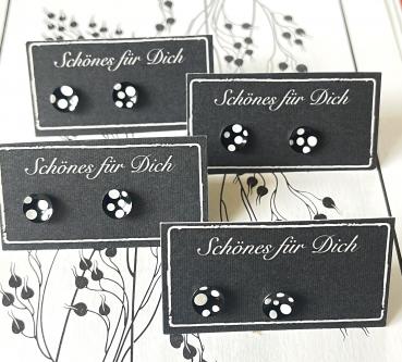 little Stud Earrings with Dots - black