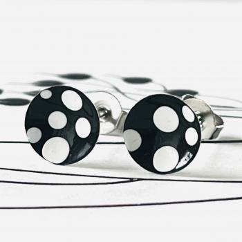 little Stud Earrings with Dots - black