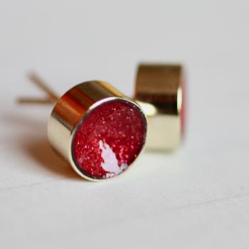 Funkel Schalen - Ohrstecker in gold rot
