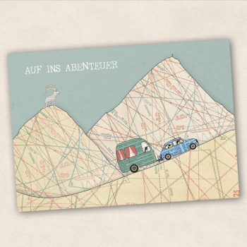 Postkarte Auf ins Abenteuer