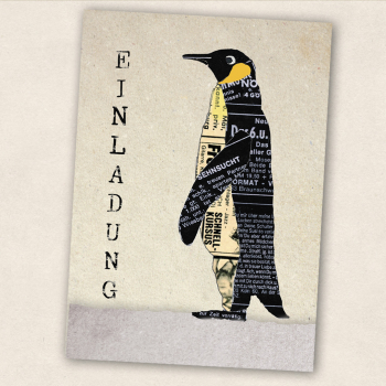 Postkarte Pinguin - Einladung