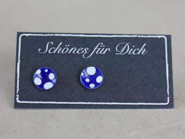 Lack Ohrstecker blau mit Punkten
