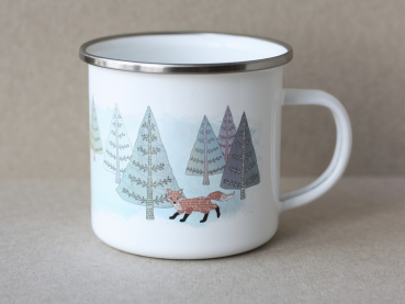 Emaille Tasse mit Fuchs