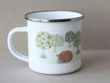 Emaille Tasse mit Fuchs