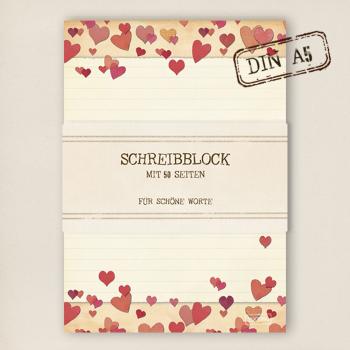 stationery - Writing pad - big hearts
