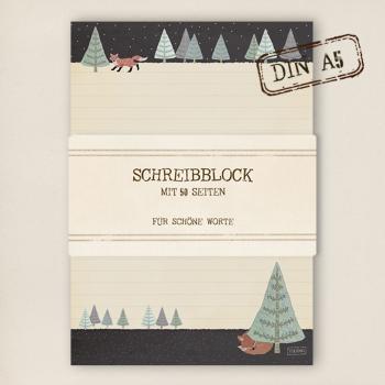 stationery - Writing pad - fox in the winter