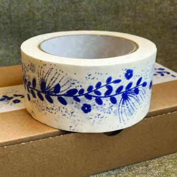 Packband - Papierklebeband - blaue Ranke