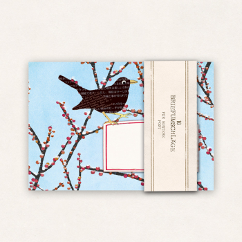 10 x Briefumschläge : Amsel und Ilex