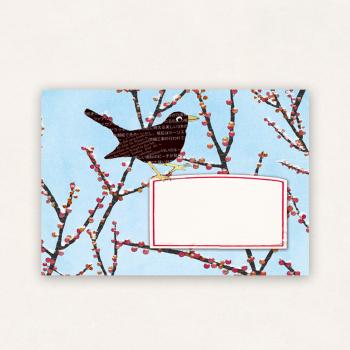 10 x Briefumschläge : Amsel und Ilex