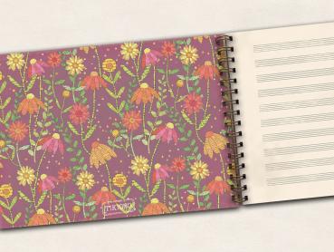 big book with staves - Gift for musicians - meadow