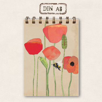 Skizzenblock Notizbuch DIN A6 - Mohn