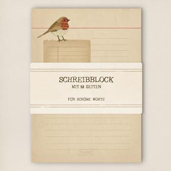 Preview: A5 Schreibblock - Rotkehlchen - Rezeptblock - Notizzettel