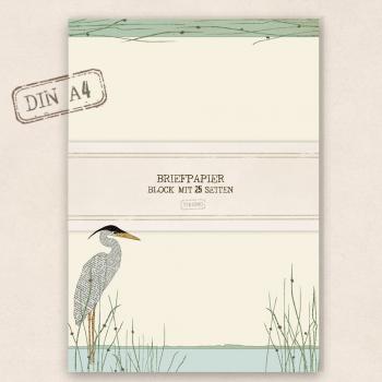 A4 Briefpapier - Block Reiher