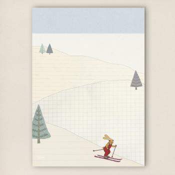 Notepad with Skiing Snow Hare
