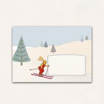 Set of 10 Envelopes with Skiing Snow Hare