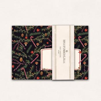 Set of 10 Envelopes with dark christmas pattern