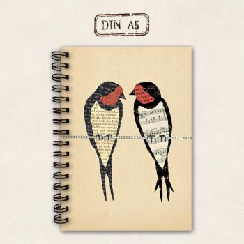 fettes Notizbuch - zwei Schwalben