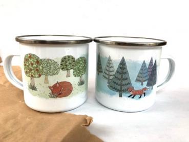 Emaille Tasse mit Fuchs