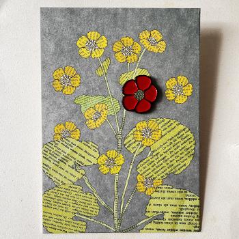 Blume - Ansteck-Pin auf großer Karte