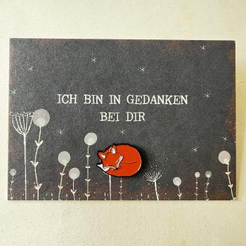 Fuchs - Ansteck-Pin auf Trostkarte