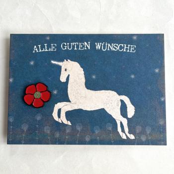 Blume - Ansteck-Pin auf Einhorn-Karte