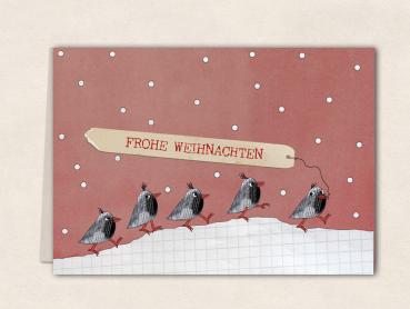 Weihnachtskarte - Amselparade