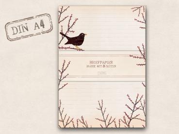 A4 Briefpapier - Block Amsel