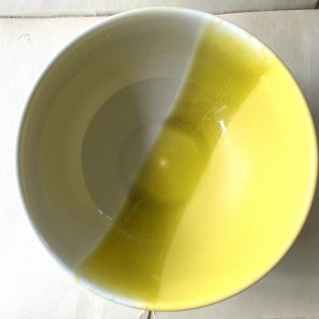 Steingutschale – gelb grau – für Salate, Suppen oder Desserts