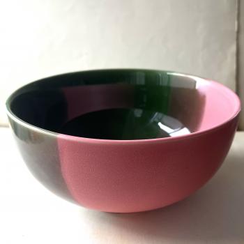 Steingutschale – pink grün – für Salate, Suppen oder Desserts