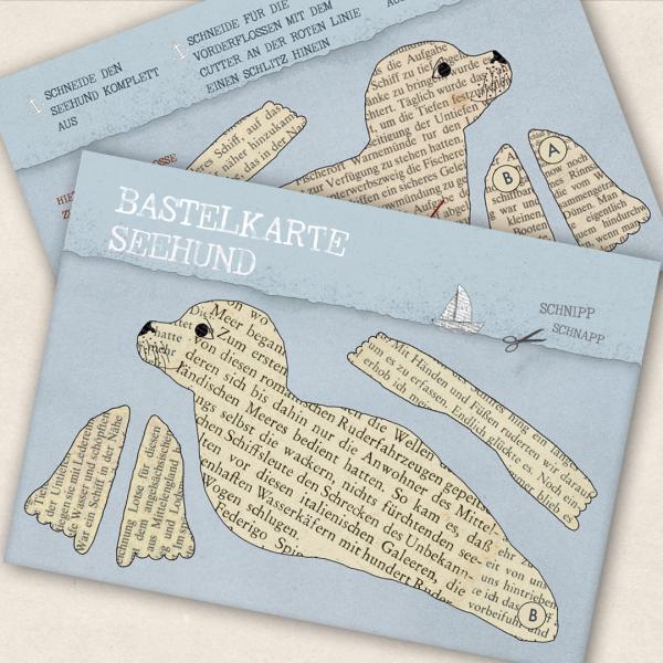 Bastel - Postkarte mit Seehund
