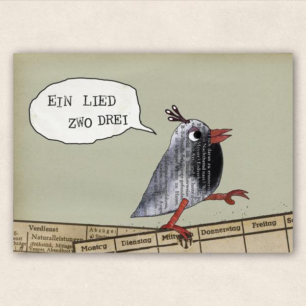 Postkarte Ein Lied zwo drei