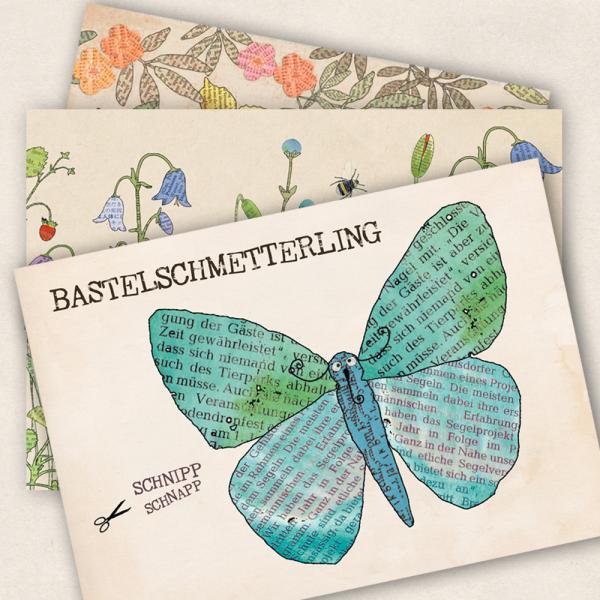 Bastelkarte Schmetterling - Set mit Briefumschlag