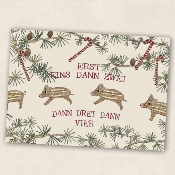 Postkarte Frischlinge - erst eins, dann zwei