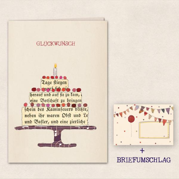 Doppelkarte : Torte zum Geburtstag